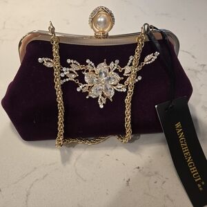 2 FOR $20 ITEM- Purple Clutch with Gold Chain